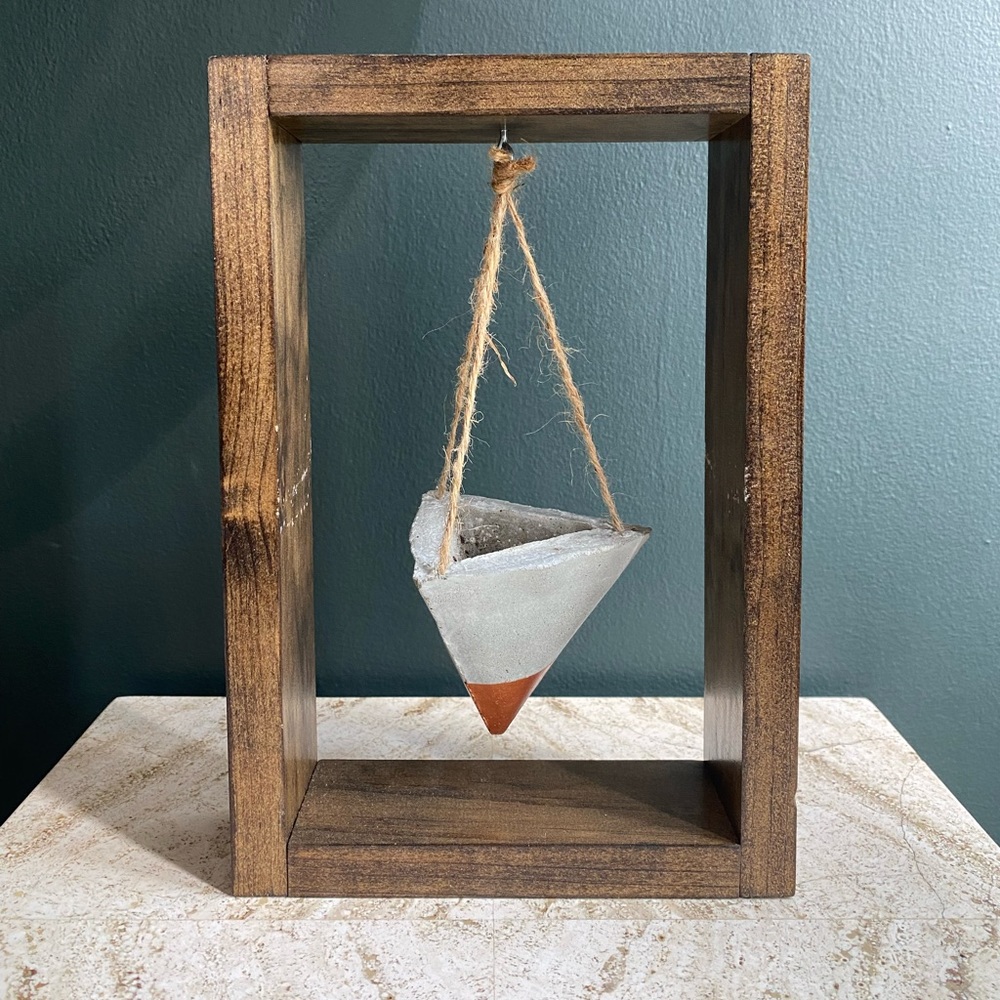Plant Holder Wall Decor Wooden and Concrete